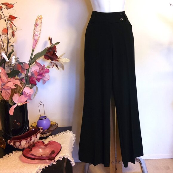 NWOT Women's High Waisted Classic Fit Straight Leg Suit Pant Trousers Black L 12 - Picture 6 of 9